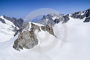 Monte Bianco massif in Alps ,Courmayeur ,Aosta Valley ,Italy