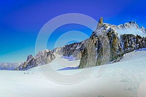 Monte Bianco, Mont Blanc landscape and Dent du Geant, Aosta Valley, Italy