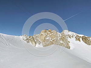 Monte Blanc glacier from Pointe Helbronner, Courmayeur town, Italy photo