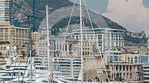 Monte Carlo city aerial panorama timelapse.