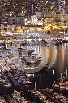 Monte Carlo port at night