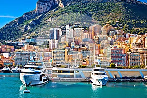 Monte Carlo yachting harbor and colorful waterfront view