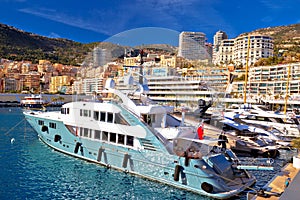 Monte Carlo yachting harbor and waterfront view