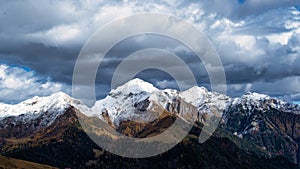 Monte Cavallo with the first autumn snow in high brembana valley