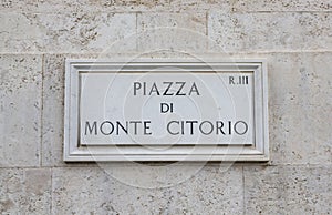 Monte Citorio road sign, Rome