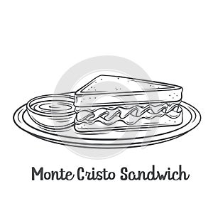 Monte Cristo Sandwich outline icon.