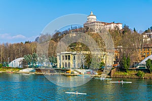 Monte dei Cappuccini e Chiesa di Santa Maria al Monte reflecting on the river po in turin - torino...IMAGE