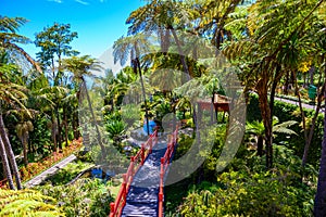 Monte Palace - Tropical Garden with Waterfalls, Lakes and traditional buildings above the city of Funchal - popular tourist