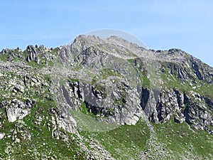 The Monte Prosa peak 2737 m in the massif of the Swiss Alps and in the area of the mountain St. Gotthard Pass Gotthardpass photo