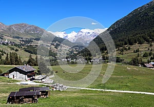 The Monte Rosa chain seen from Antagnod, Val D`Ayas. Val D`Aosta, Italy photo