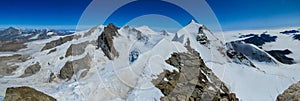 Monte Rosa massiv, Castor and Pollux panorama, glacier walk and climb in the Alps