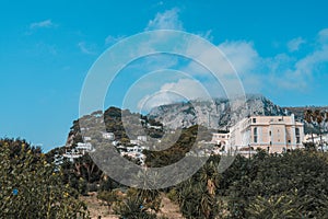 Monte Solare with fog during summer time on Capri Isaland photo