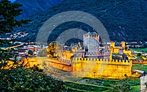 Montebello and Castelgrande Castles in Bellinzona, Switzerland