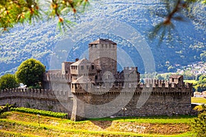 Montebello Castle on hilltop in Swiss town of Bellinzona