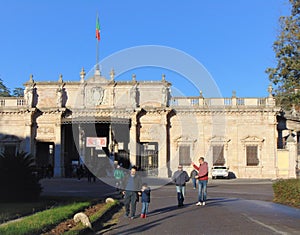 Montecatini Terme, Tuscany, Italy. Montecatini thermal baths entrance at sunset