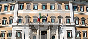 Montecitorio palace parliament building in rome, photo