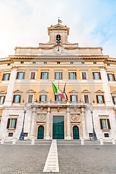 Montecitorio Palace, seat of Italian Chamber of Deputies. Italian Parliament building, Rome, Italy