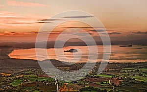 Montefiascone, Viterbo, Lazio, Italy: landscape at sunset of the Lake Bolsena