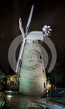 Montefiore Windmill at night, Jerusalem