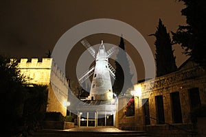 Montefiore Windmill at the winter night