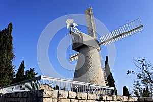 Montefiore Windmill at Yemin Moshe a historic neighborhood in Jerusalem, Israel