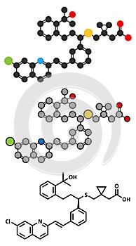 Montelukast asthma and airway allergy drug molecule