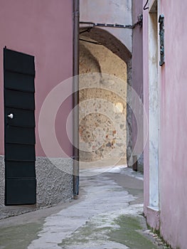 Montemarcello view, Liguria, Italy. In the area known as the Val di Magra, La Spezia province. Pictureque coastal