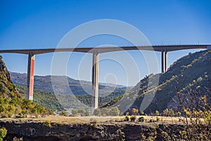 Montenegro. Bridge Moracica. Reinforced concrete bridge across the Moraci gorge. The motorway Bar - Bolyare. The bridge