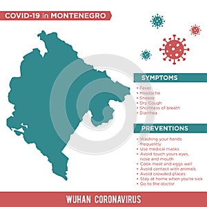 Montenegro Europe Country Map. Covid-29, Corona Virus Map Infographic Vector Template EPS 10