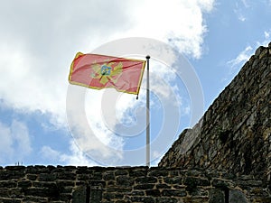 Montenegro flag over Citadel in Budva