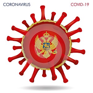 Montenegro flag in virus shape