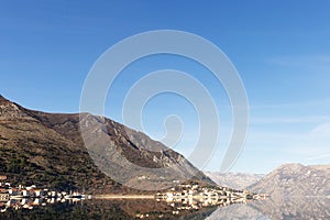 Montenegro, Kotor Bay, reflection of the city in the sea