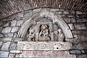Montenegro, Kotor, Sea Gate, Madonna and Child relief,