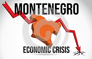 Montenegro Map Financial Crisis Economic Collapse Market Crash Global Meltdown Vector