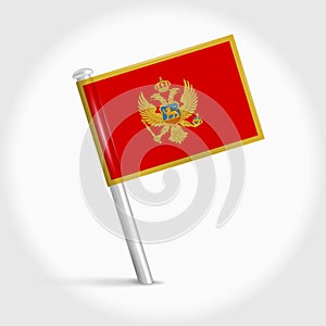 Montenegro map pin flag. 3D realistic vector illustration