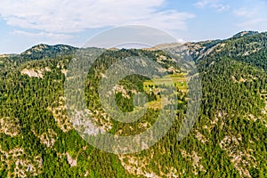 Montenegro mountains helicopter aerial view