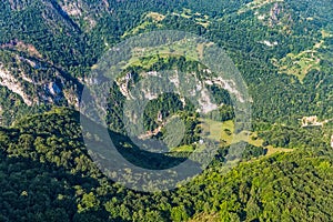 Montenegro mountains helicopter aerial view