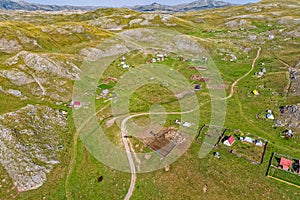 Montenegro mountains summer barns - aerial