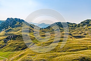 Montenegro mountains at sunrise - aerial