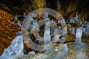 Ice cave, Ledena pecina, in Montenegro, National Park Durmitor.