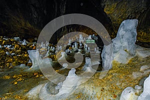 Ice cave, Ledena pecina, in Montenegro, National Park Durmitor.