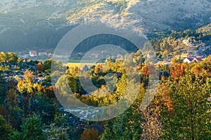 Montenegro Negushi Village in Autumn 2019 year. Lovcen.