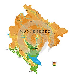 Montenegro physical map photo