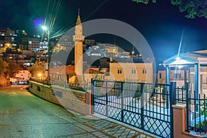 Montenegro The resort city of Ultsin at night.