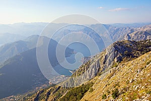 Montenegro, view of Bay of Kotor and Vrmac mountain