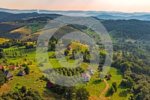 Montenegro village in the mountains - aerial