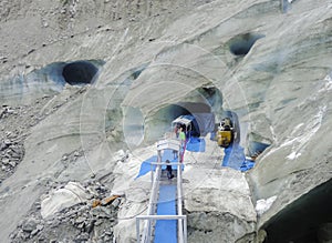 Montenvers entrance to the Ice Cave on the Sea of Ice Glacier photo