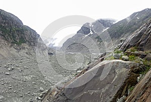 Montenvers view from the Ice Cave on the Sea of Ice Glacier photo