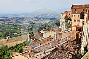 Montepulciano, Tuscany, Italy - view of landscape from the old town