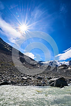 Monteratsch Glacier in the Bernina Range of the BÃ¼ndner Alps